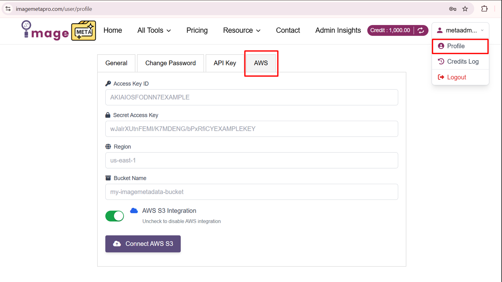2nd step to custom AWS integration